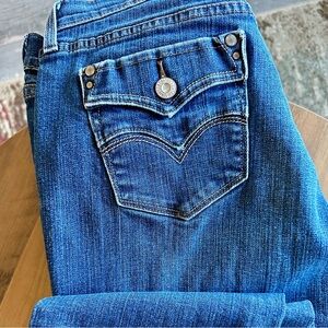 Levi's 505 Women's Jeans Blue Size 8P Straight Leg Stretch Mid Rise 30" Denim